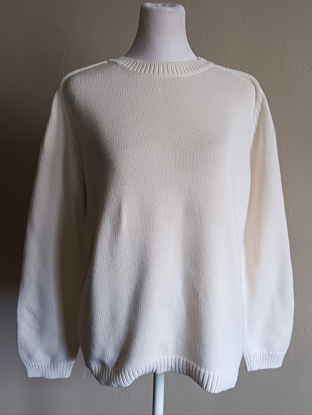 Cream Westbound Thick Heavy Knit 100% Cotton Sweater Womens Size Large